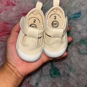 Wonder Nation Cream Baby Walker Shoes with Velcro Strap